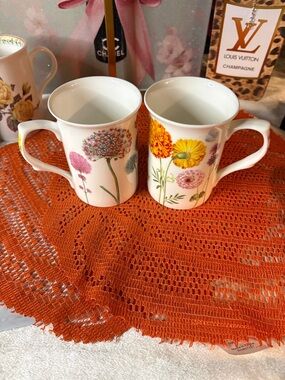 Floral Ceramic Mug - White with Yellow & Pink Blooms Gracie Bone China